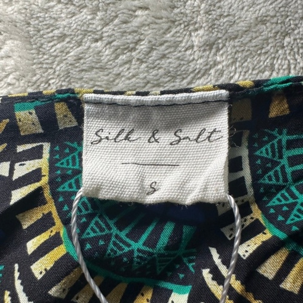 NWT Silk&Salt Wrap Maxi Dress Size S Green Blue Peacock Geometric Boho Resort - Picture 10 of 17